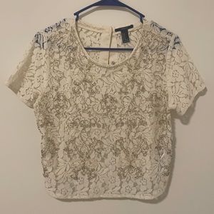Forever 21 White Floral Top w/ an open back cut
